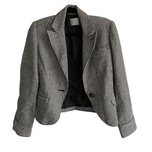 ADEC 2 By PHILLIPE ADEC Houndstooth Single Button Blazer Black White M - Picture 1 of 6